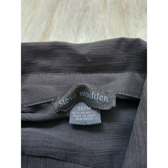 Steve Madden Gauze Mid Length Kimono Cover-up Black Collared Sheer OS EUC - Picture 3 of 8